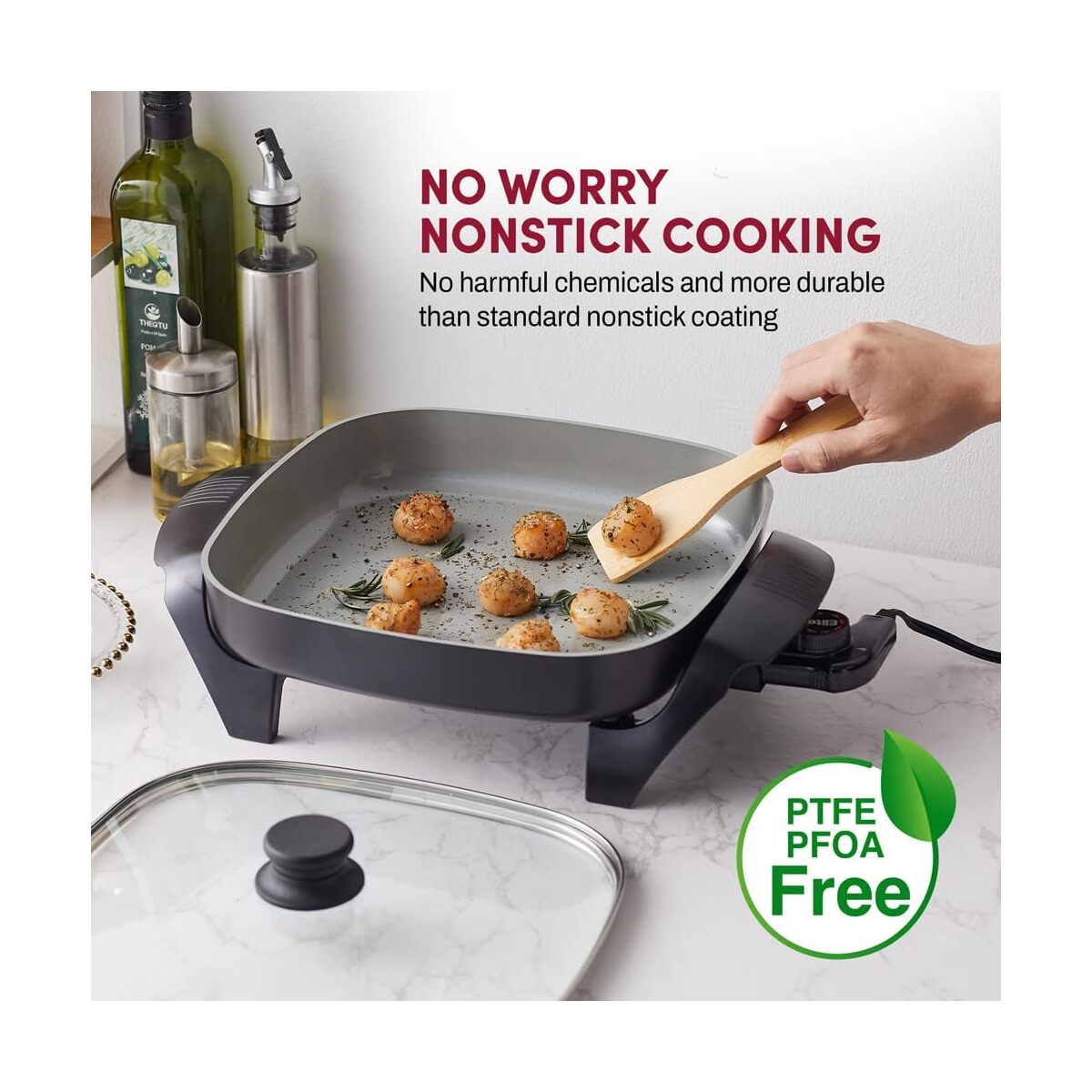 Elite Gourmet 12 x 12 Electric Skillet with Ceramic Coating