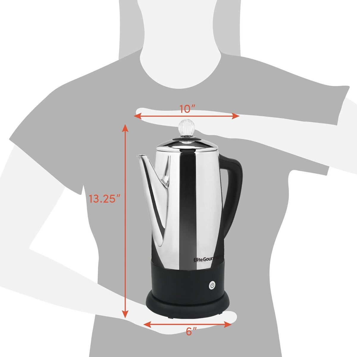 Elite Gourmet 12 Cup Stainless Steel Percolator with Auto Off