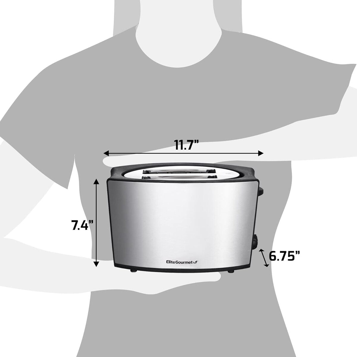 Elite Gourmet Extra Wide Slots 2 Slice Stainless Steel Toaster