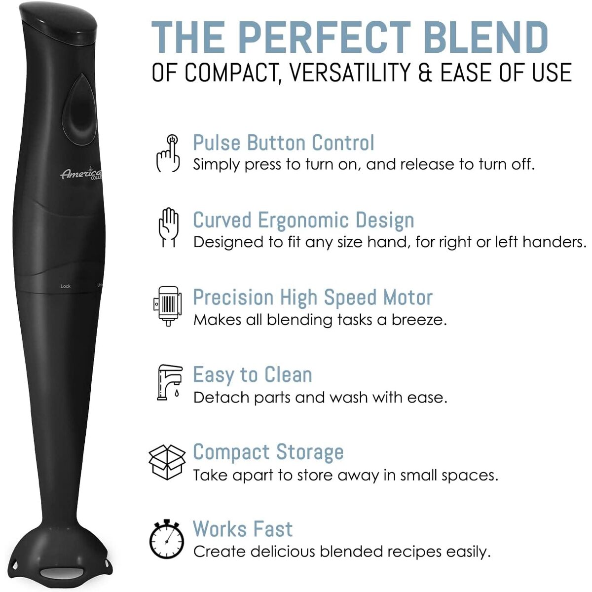 Elite Gourmet 150W Electric Hand Blender