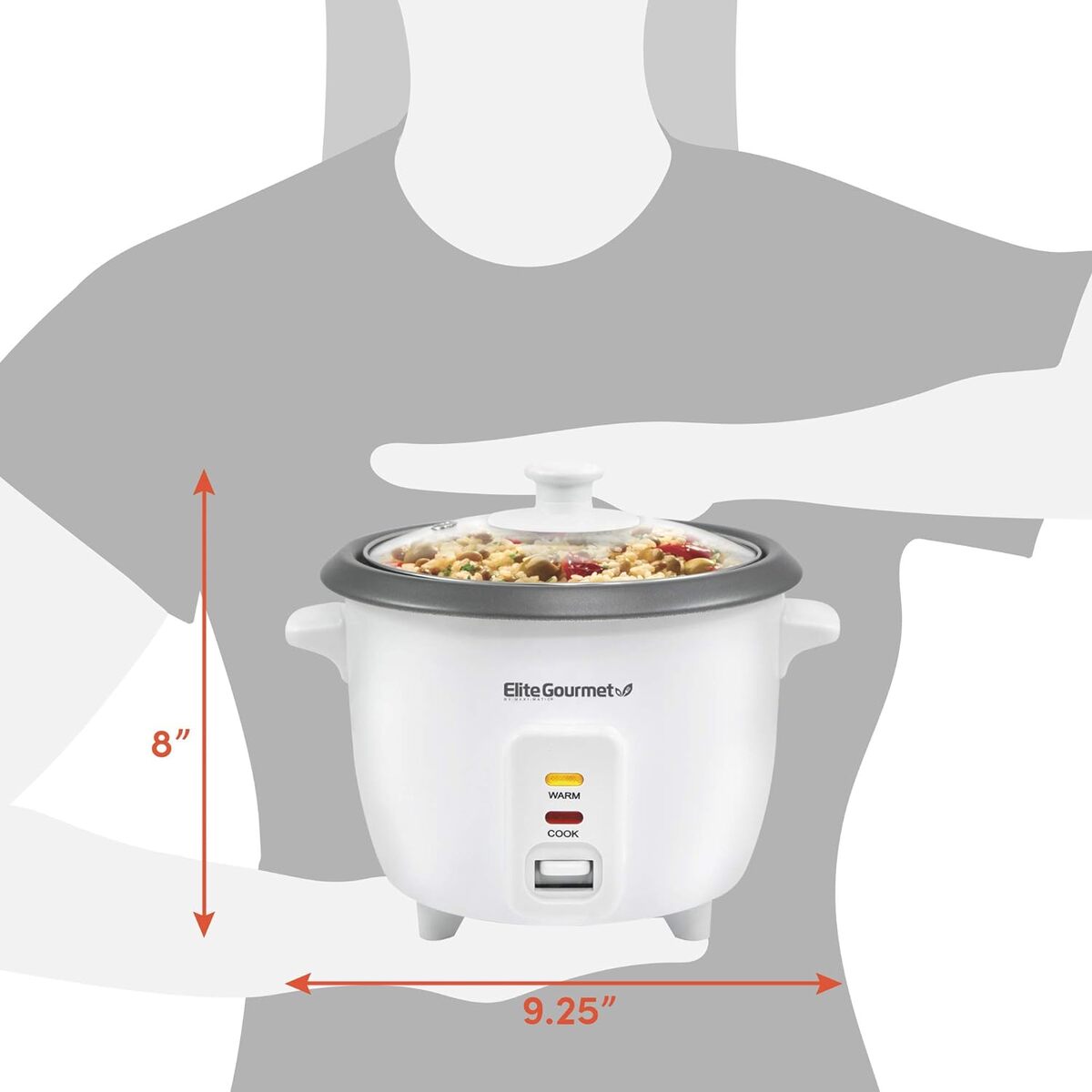 Elite Gourmet 6 Cup Nonstick Rice Cooker with Steam Tray