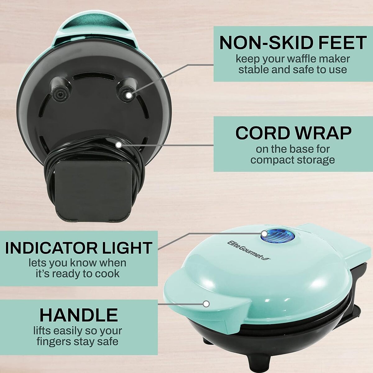 Elite Gourmet Mini Waffle Maker