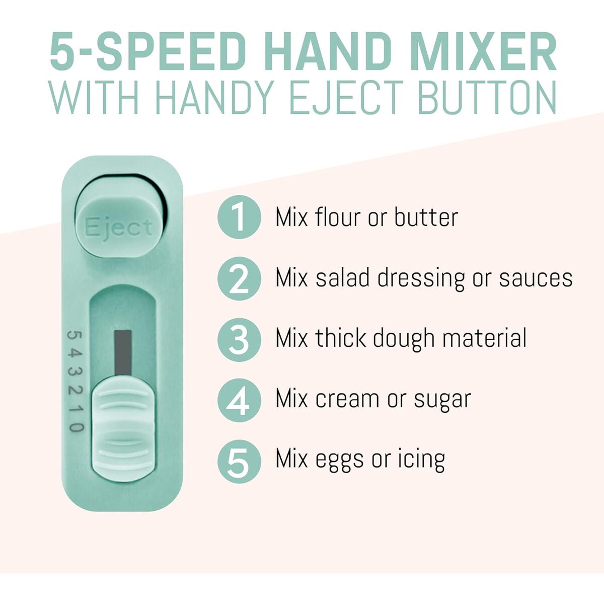Elite Gourmet 150W 5 Speed Hand Mixer with Holder