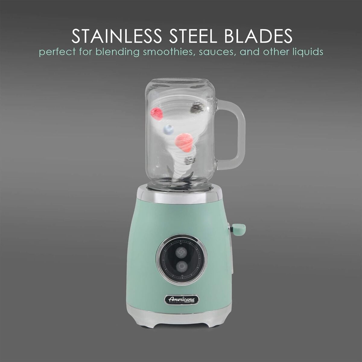 Elite Gourmet Retro Personal Blender with Glass Mason Jar and Sports Bottle