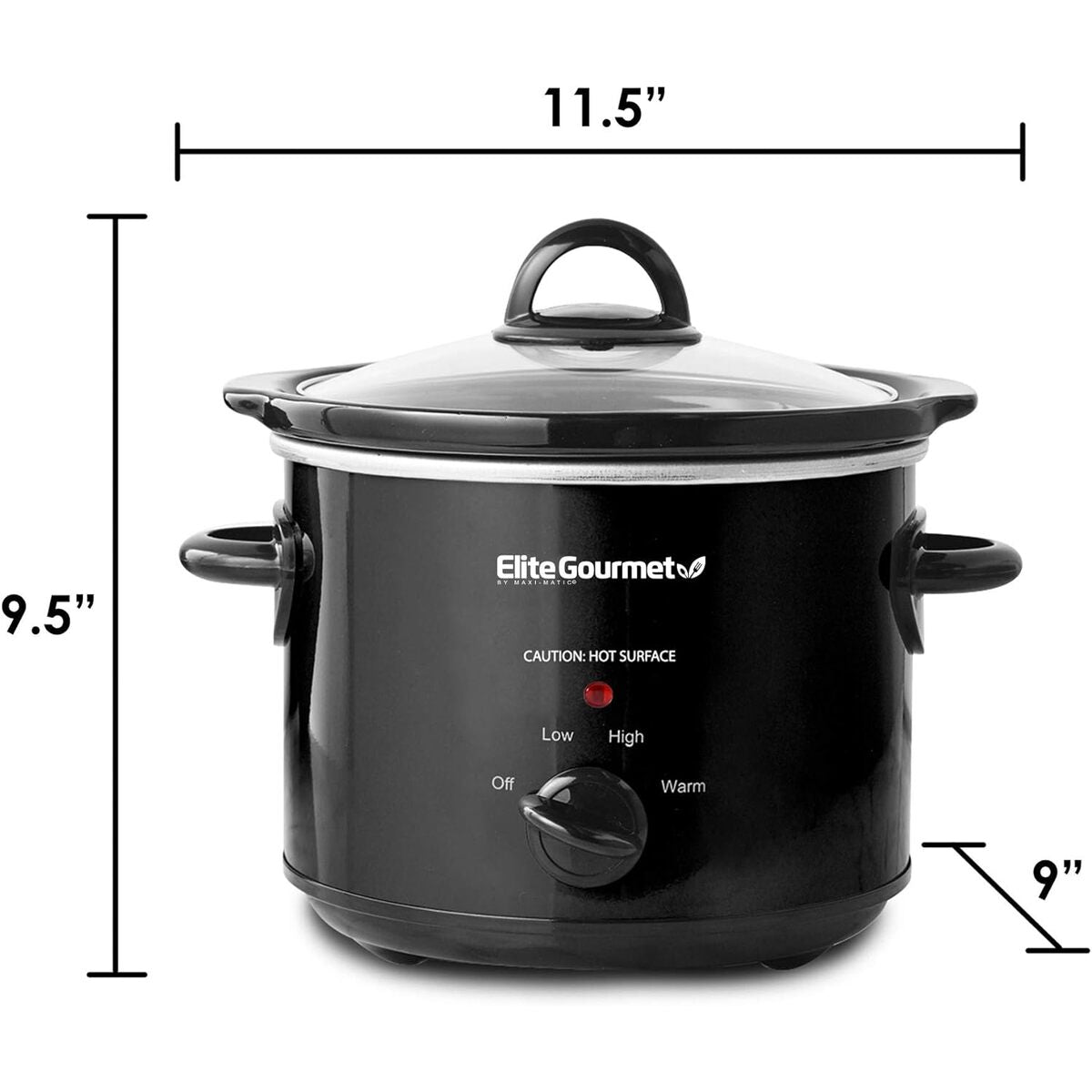 Elite Gourmet 3 Quart Black Slow Cooker