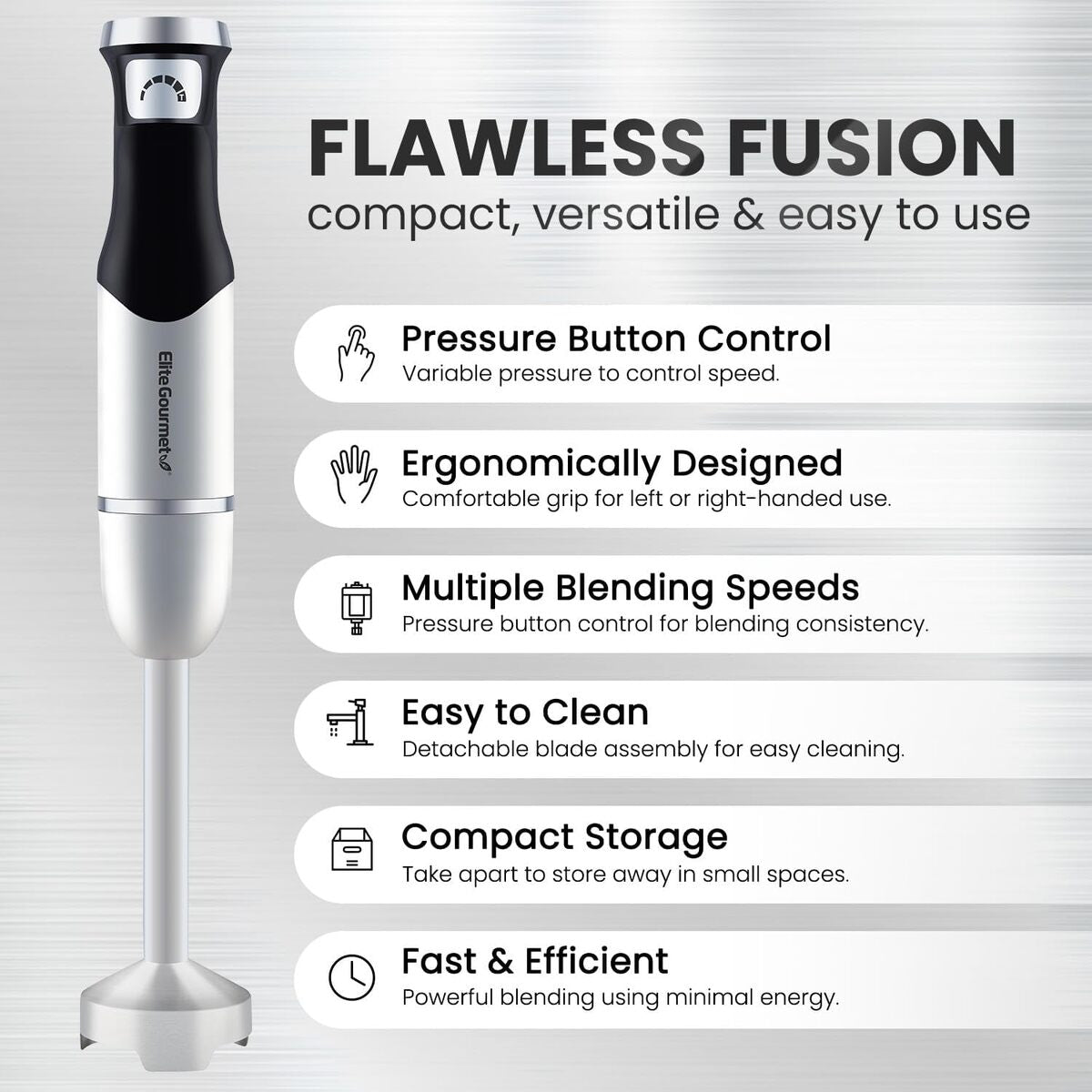 Elite Gourmet 500W 2 Speed Electric Hand Blender