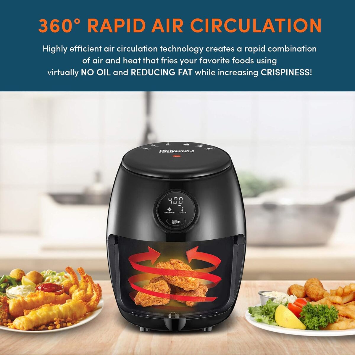 Elite Gourmet 2.1 Quart Digital Air Fryer