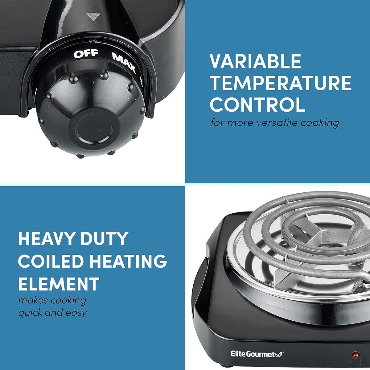 Elite Gourmet Single Burner Coil Hot Plate