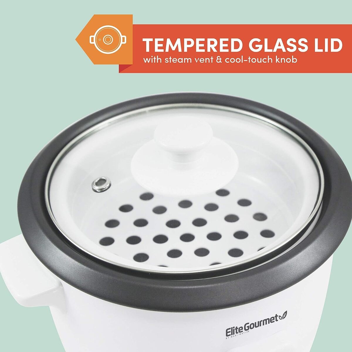 Elite Gourmet 6 Cup Nonstick Rice Cooker with Steam Tray
