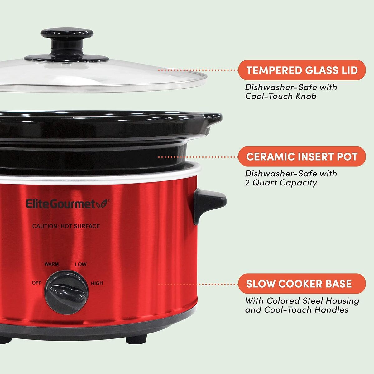 Elite Gourmet 2 Quart Slow Cooker