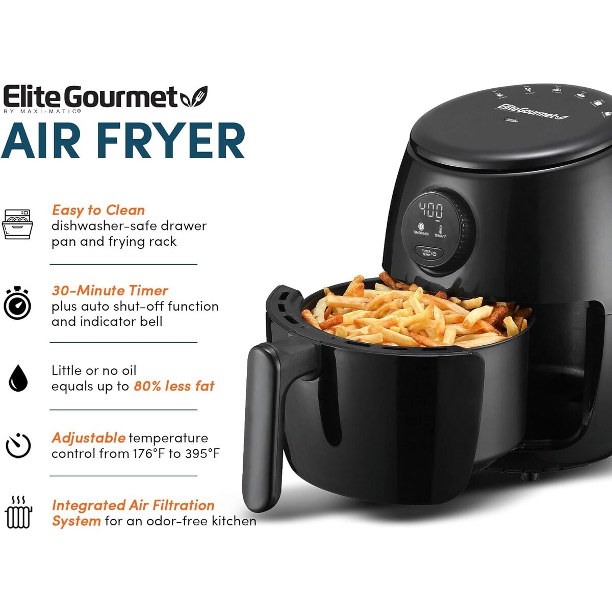 Elite Gourmet 2.1 Quart Digital Air Fryer