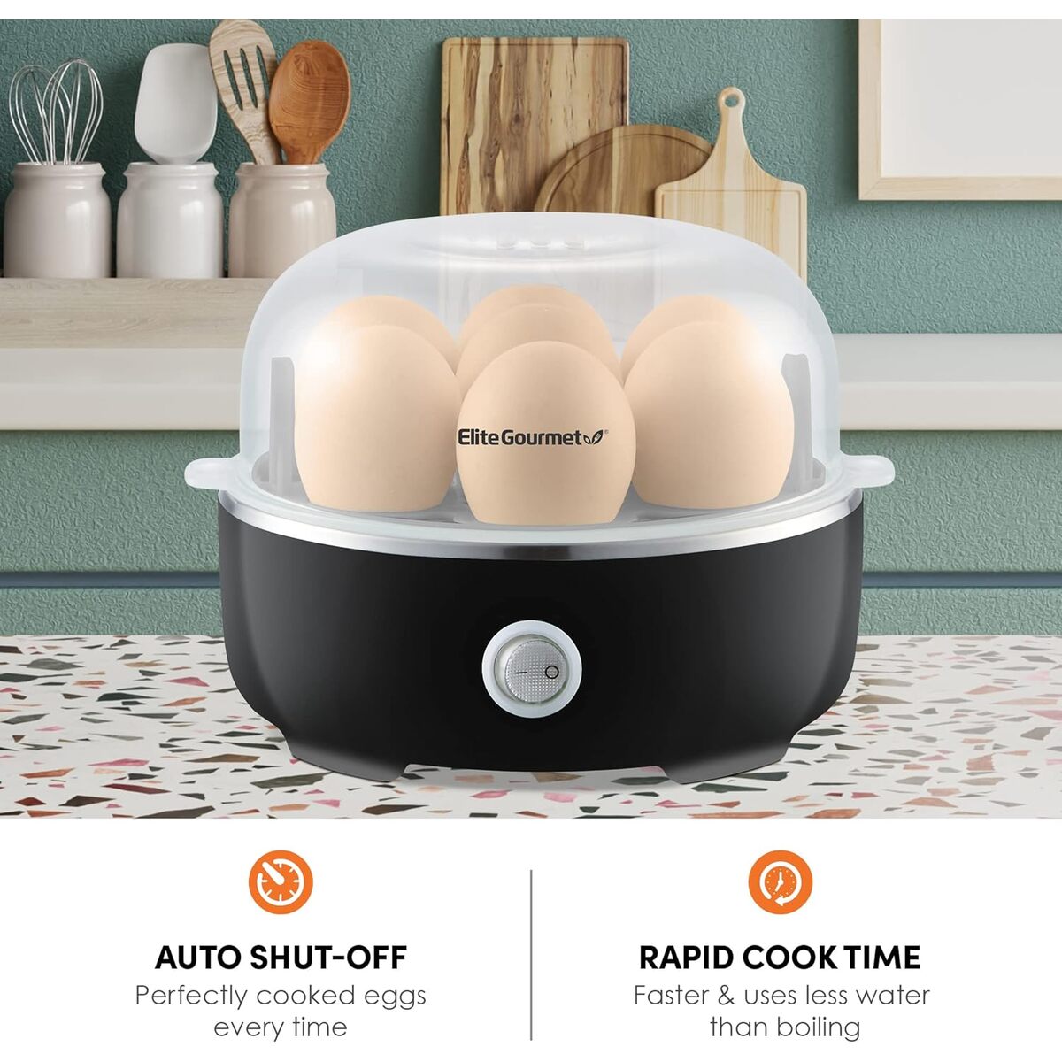 Elite Gourmet 7 Egg Cooker, No Buzzer, Egg Rack Only