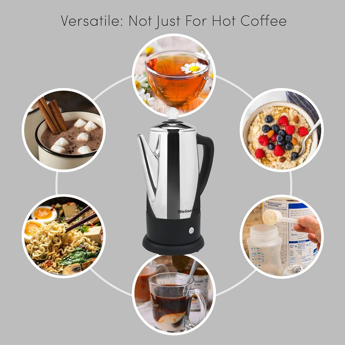 Elite Gourmet 12 Cup Stainless Steel Percolator with Auto Off