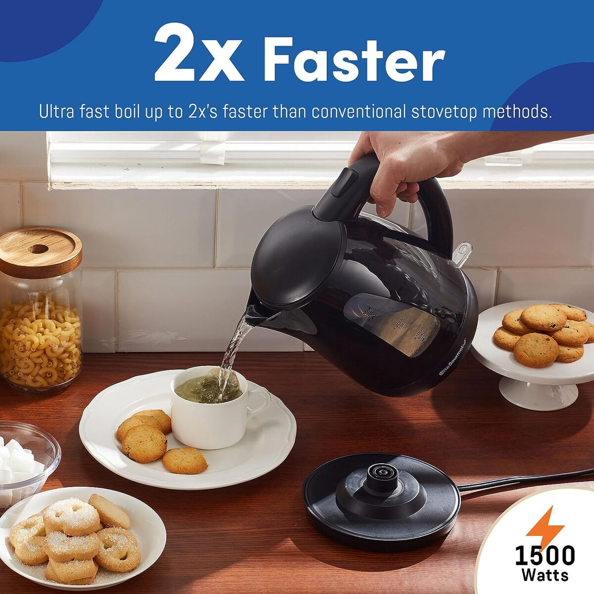 Elite Gourmet 1.7 Liter Cordless Plastic Water Kettle