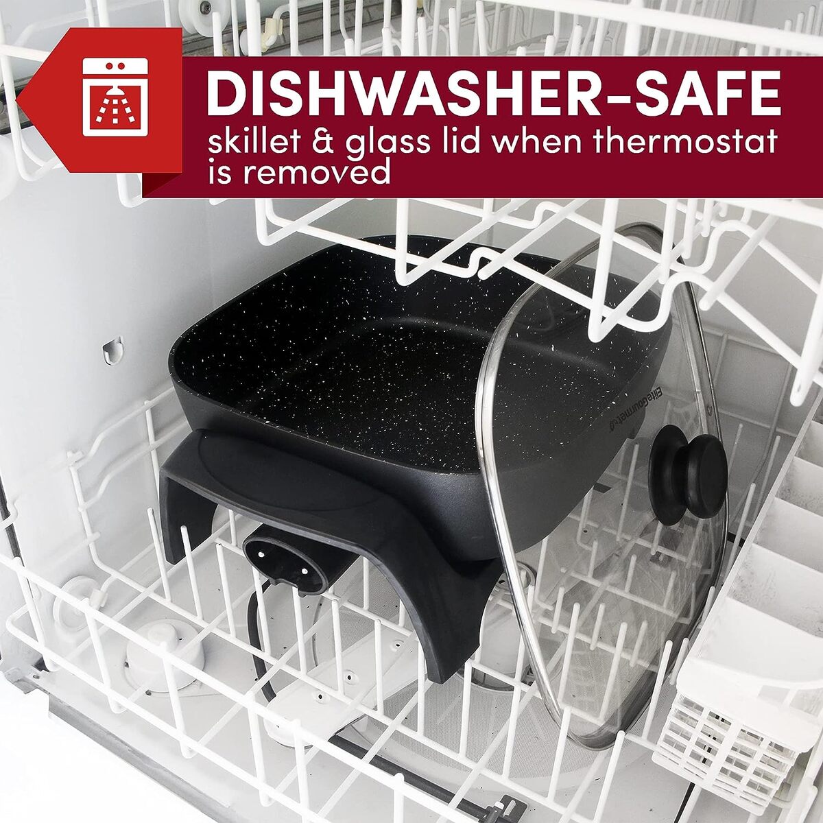 Elite Gourmet 12 x 12 x 3 Electric Skillet, Dishwasher Safe