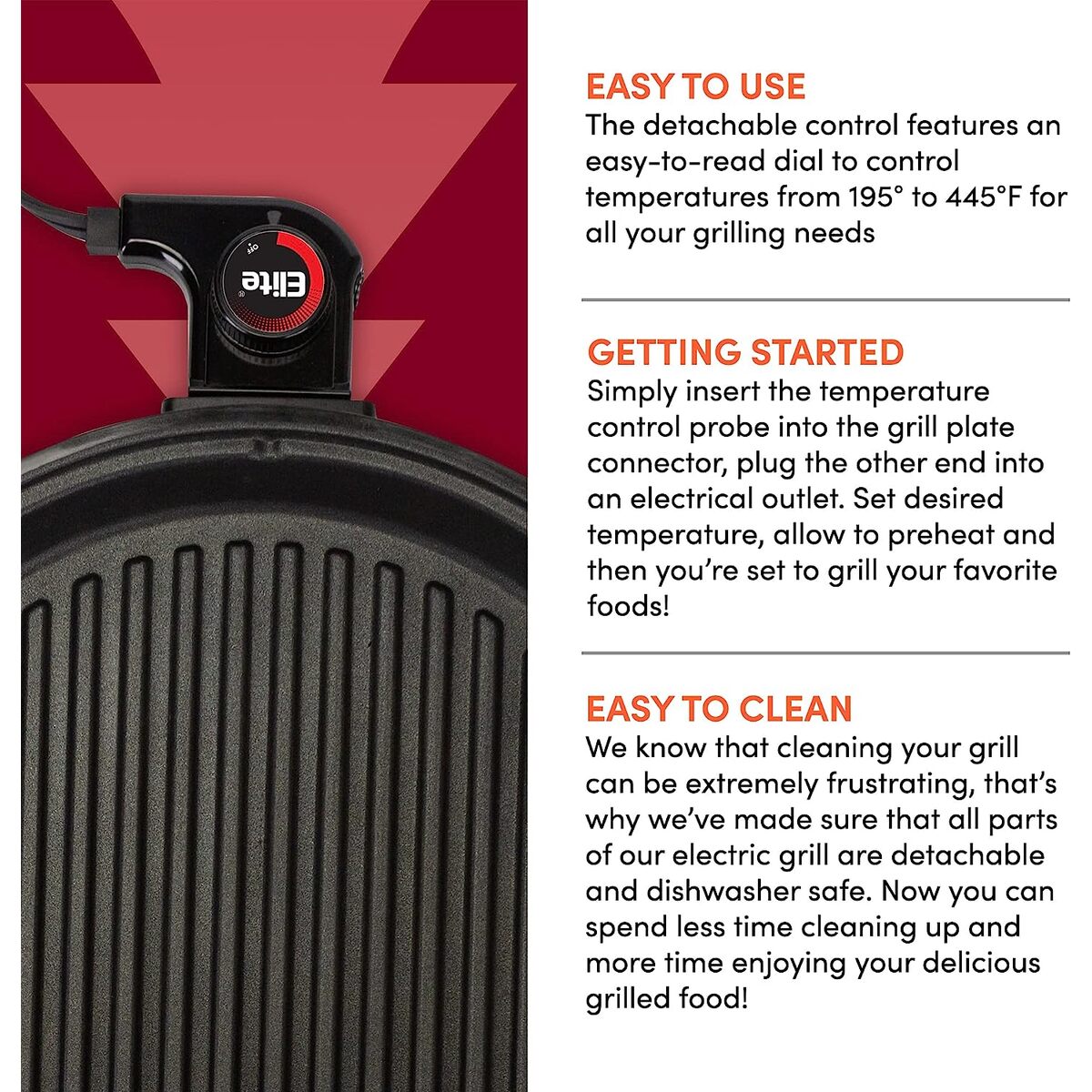 Elite Gourmet 12" Stainless Steel Indoor Grill