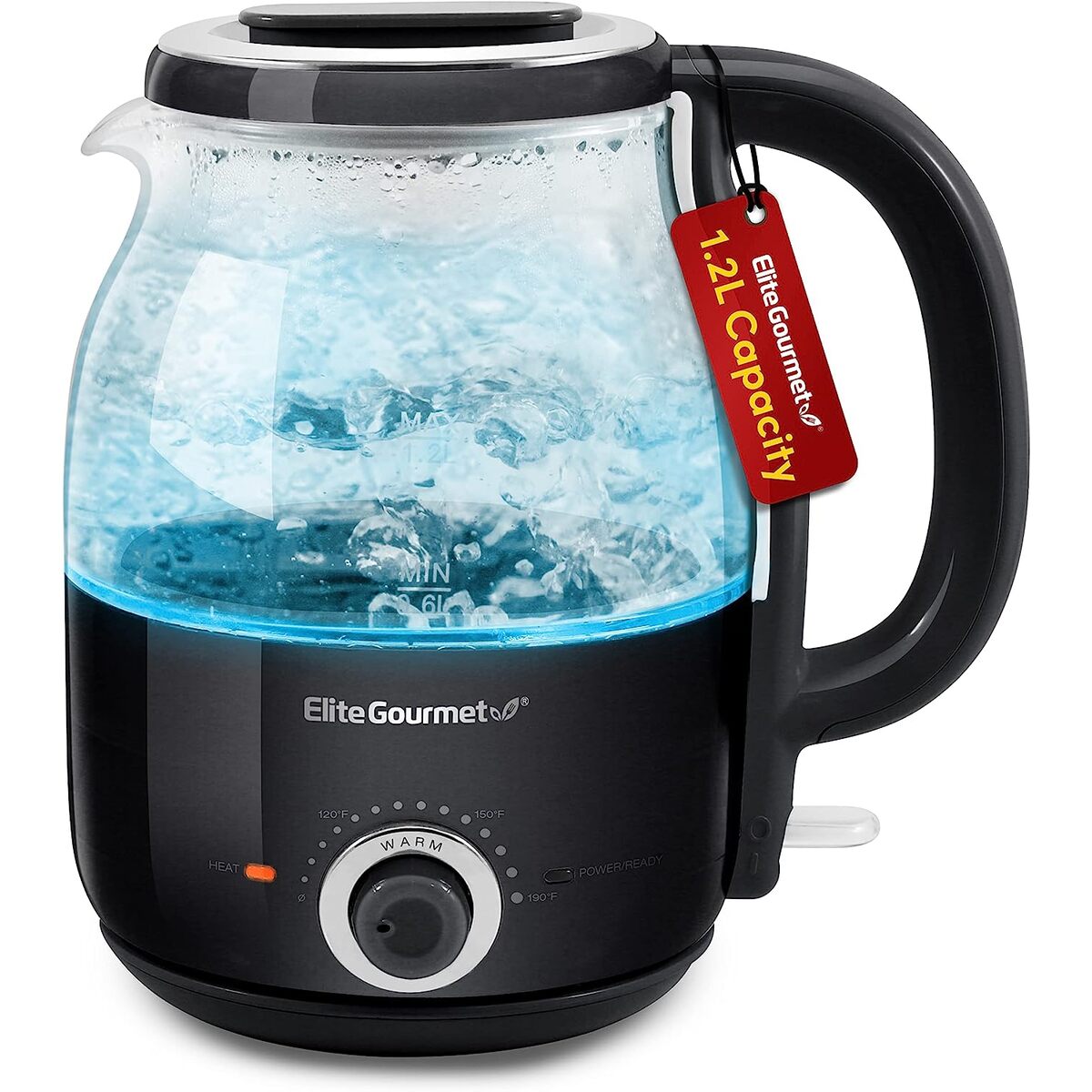 Elite Gourmet 1.2L Electric Kettle with Temperature Settings & Keep Warm