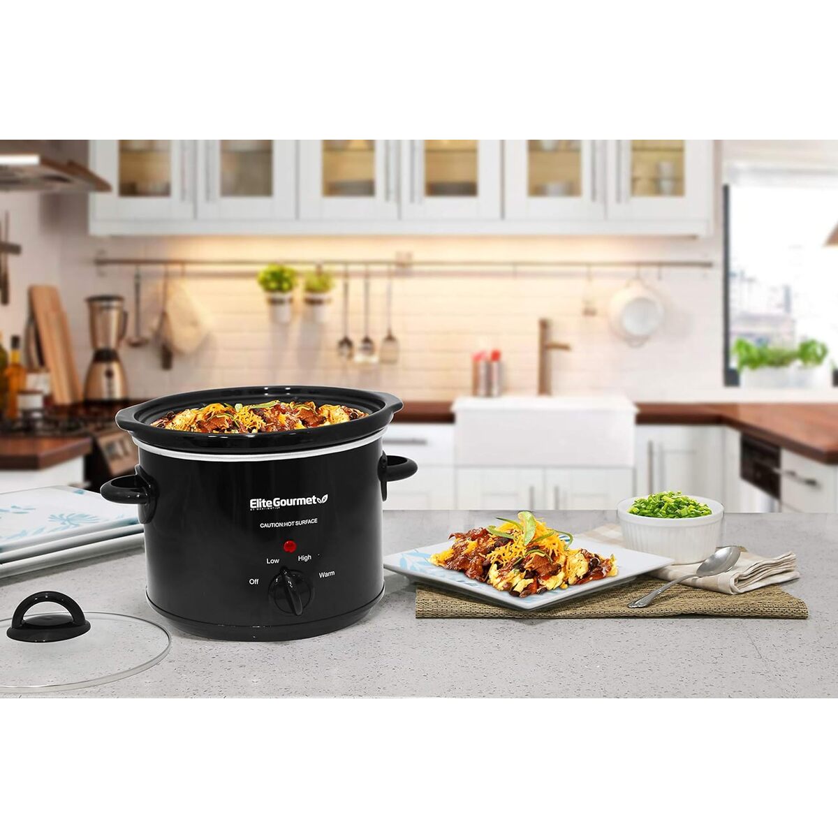 Elite Gourmet 3 Quart Black Slow Cooker