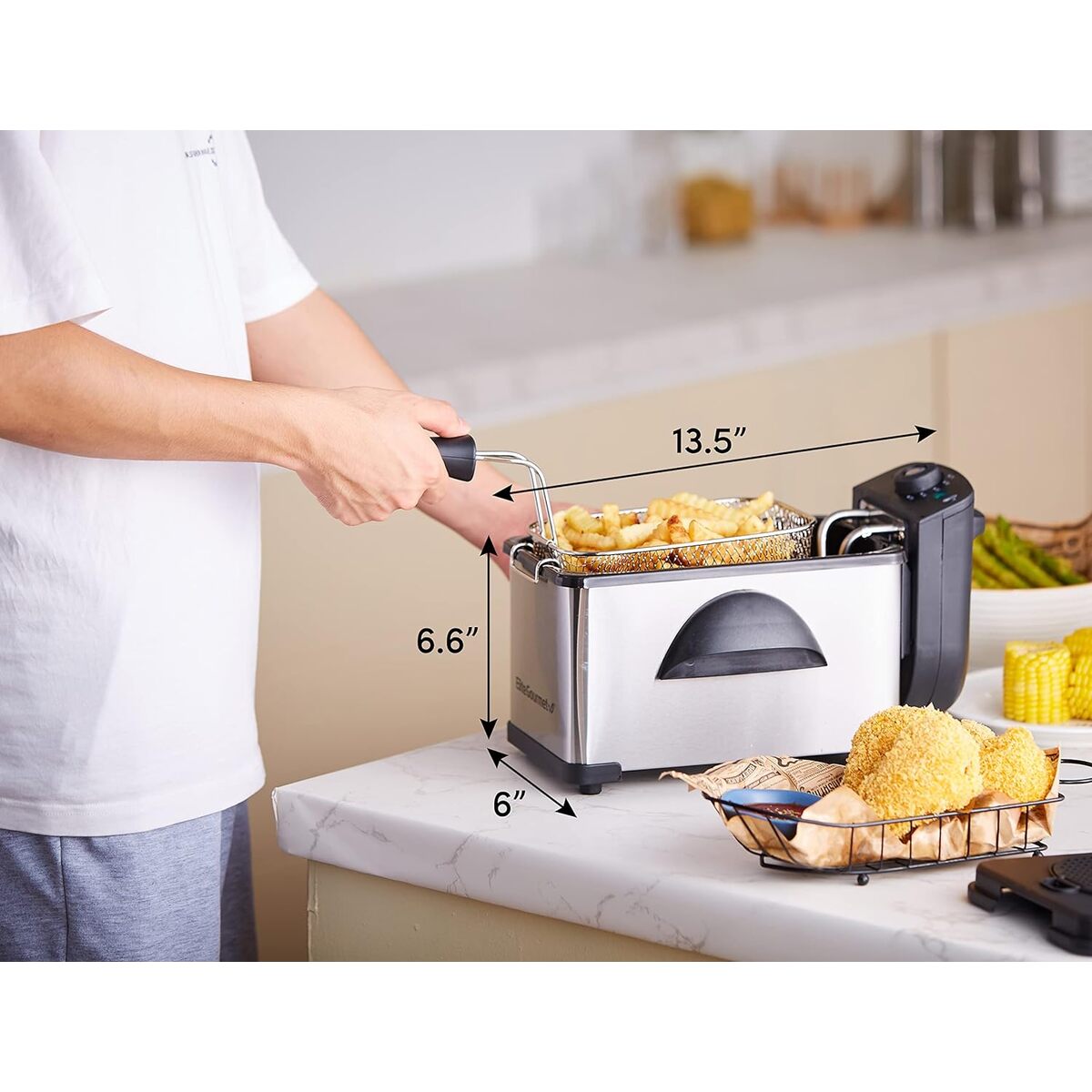 Elite Gourmet 2 Quart Stainless Steel Deep Fryer