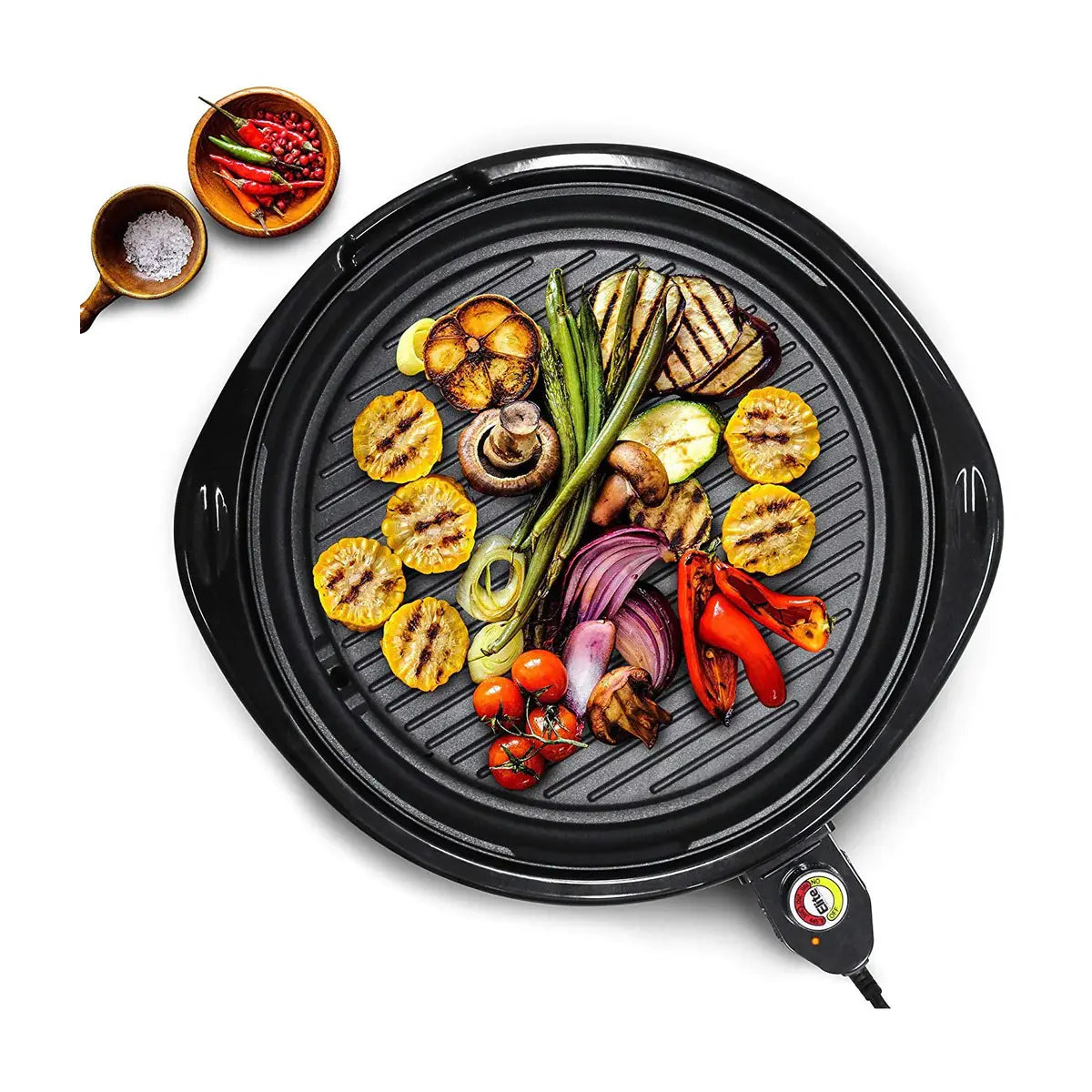 Elite Gourmet 14" Nonstick Electric Indoor Grill With Glass Lid