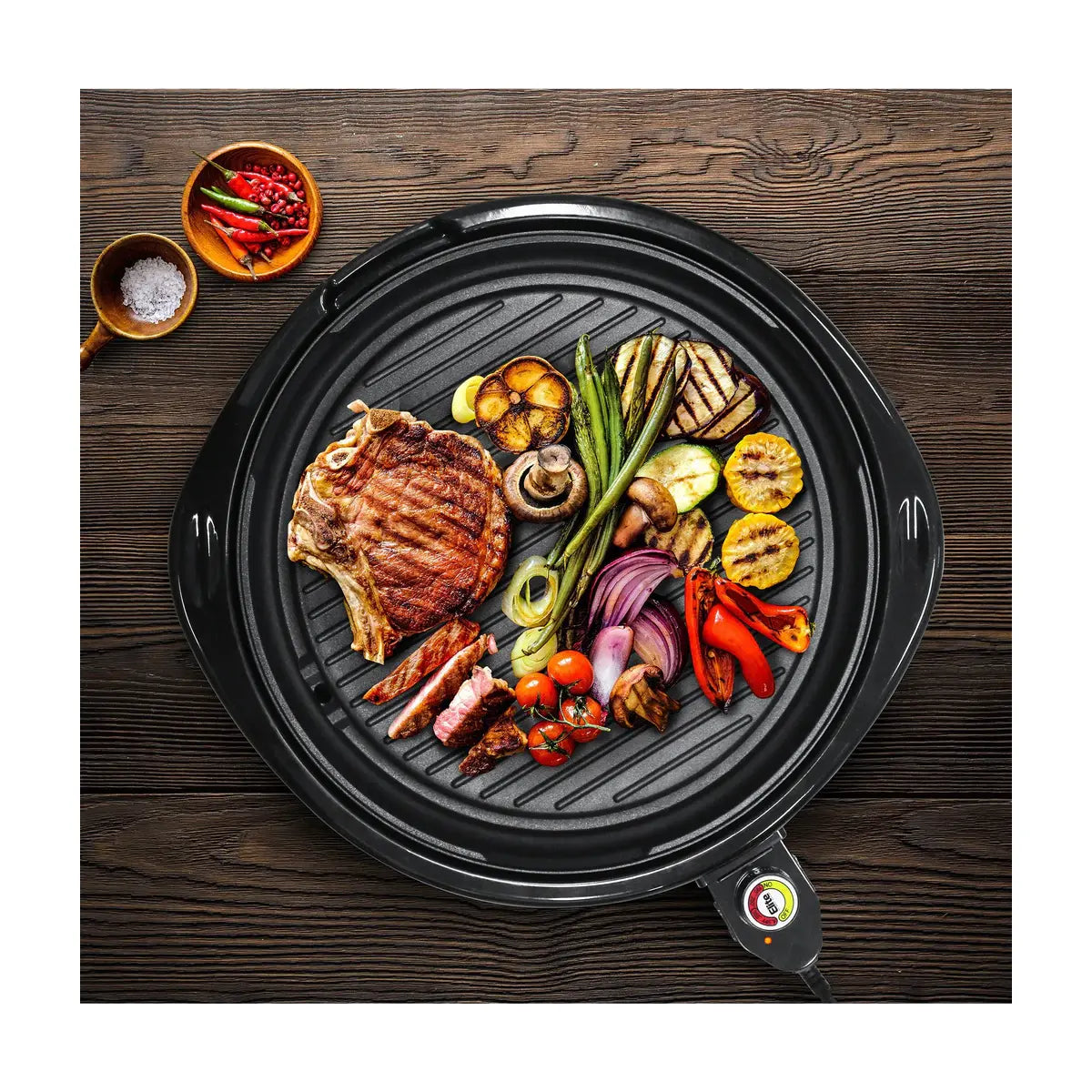 Elite Gourmet 14" Nonstick Electric Indoor Grill With Glass Lid