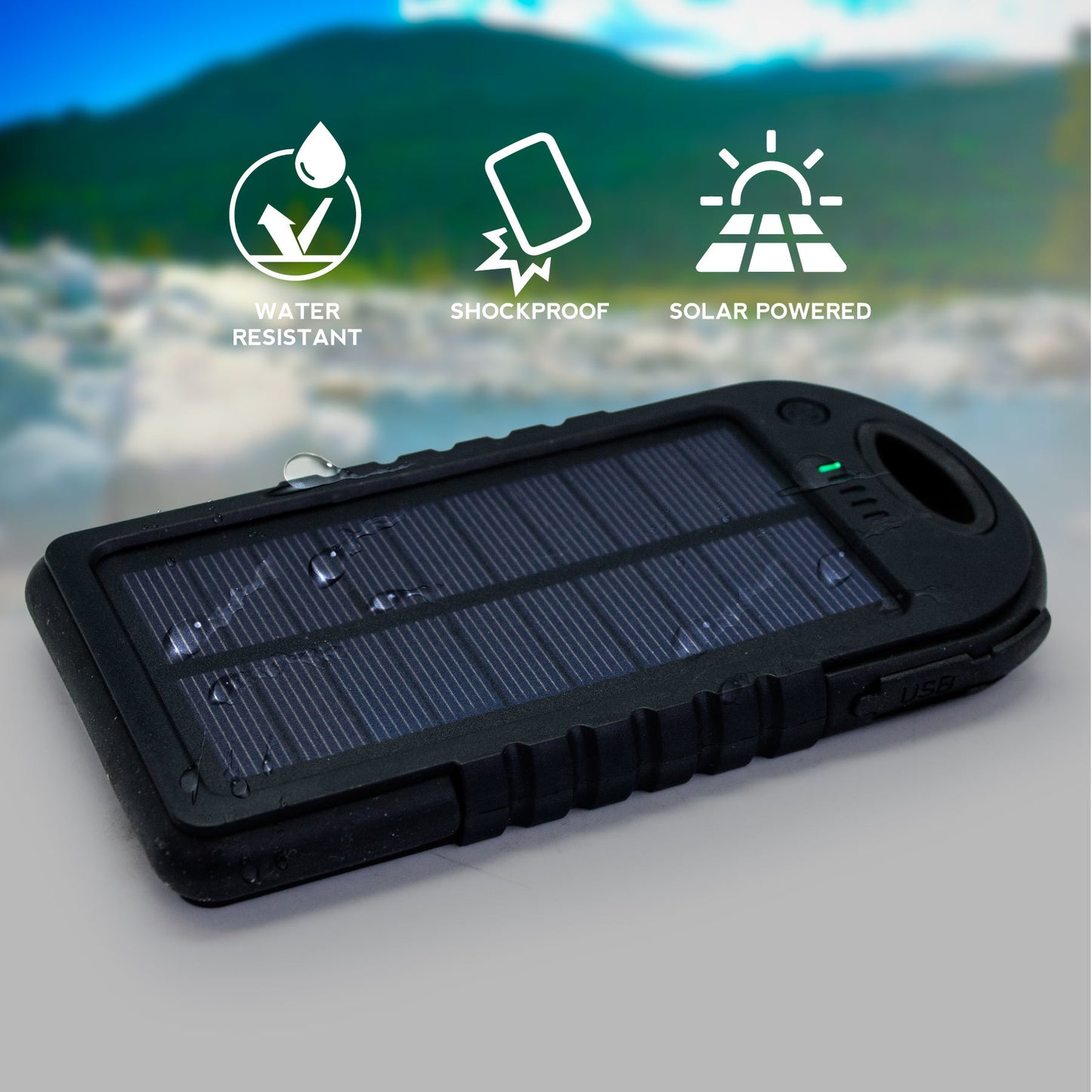 Blacksburg 4000 mAh Waterproof Solar Power Bank