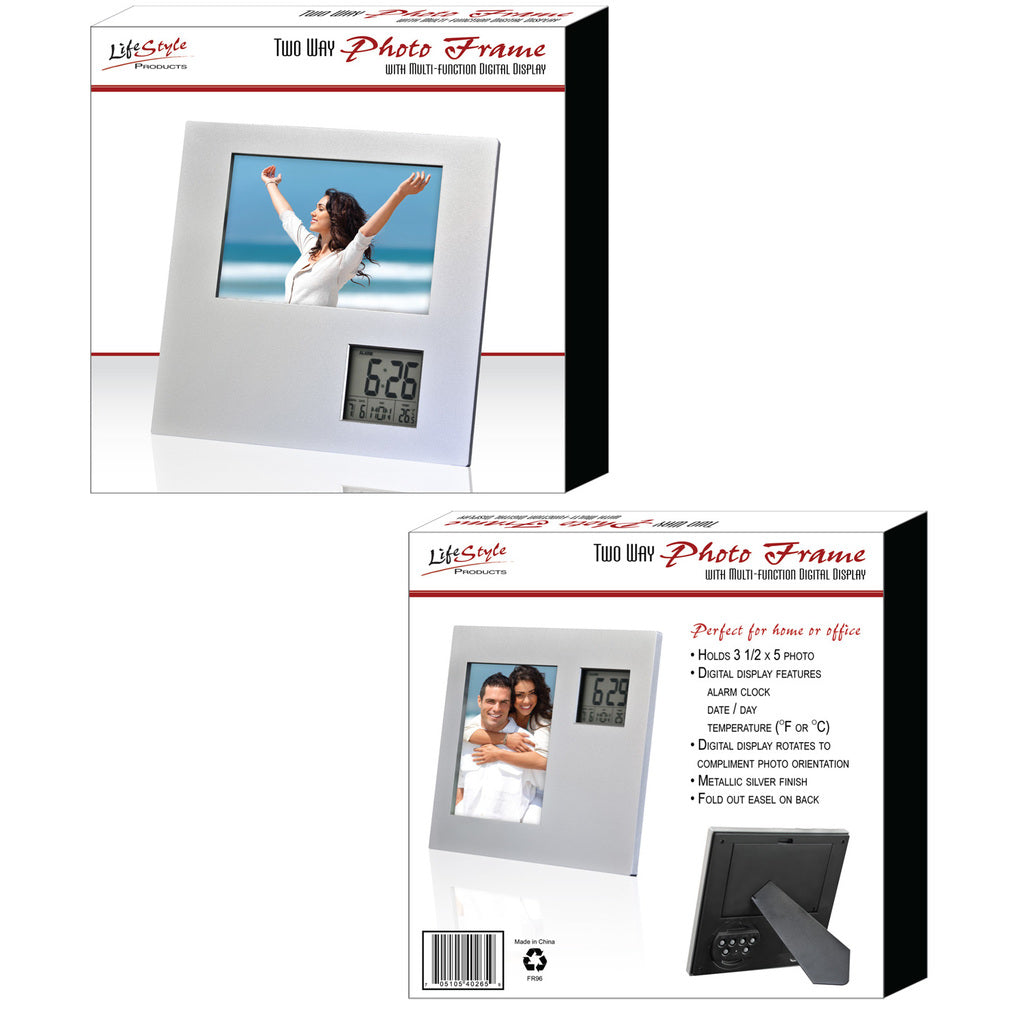 LifeStyle Products Photo Frame with Two Way Clock 3 1/2 X 5