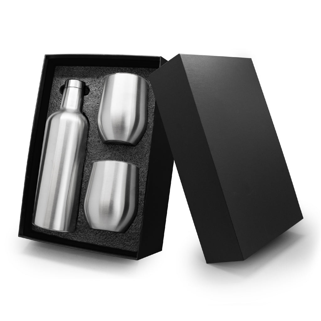 3 pc Stainless Wine Bottle & Tumbler Set