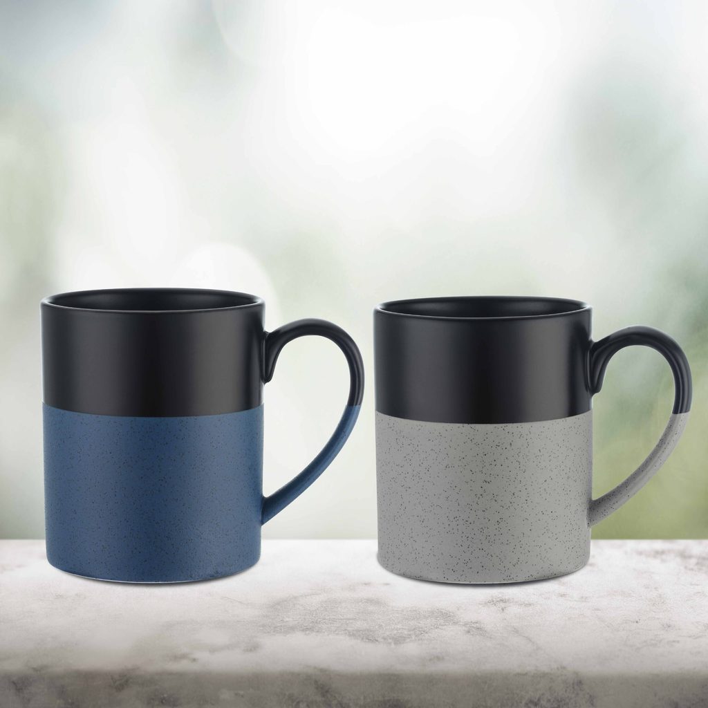 Palmer 15 oz Two Tone Ceramic Mug with a Speckled Bottom and Black Glazed Top