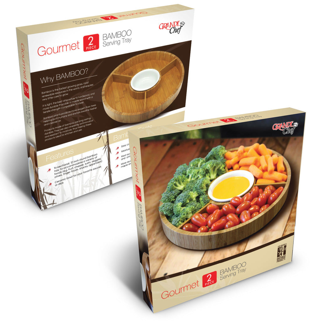 Grande Chef Gourmet Bamboo 2 Piece Serving Tray