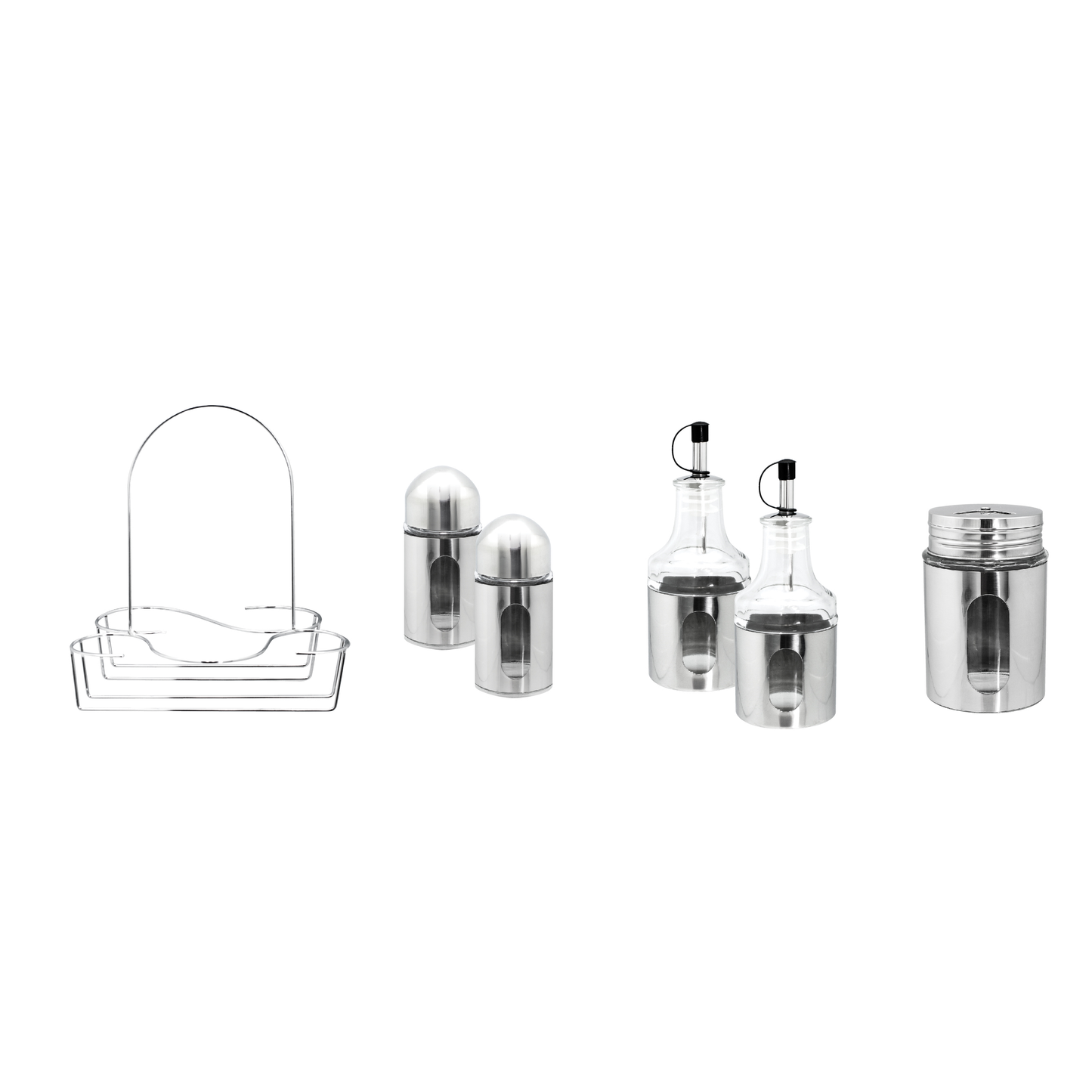 6 pc Stainless Steel Condiment Set