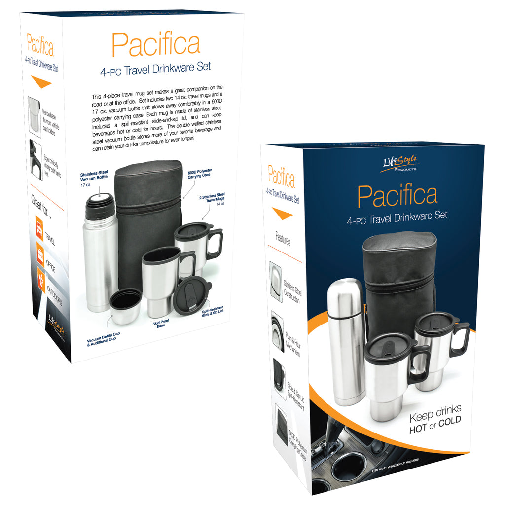 LifeStyle Products 4 pc Travel Drinkware Set