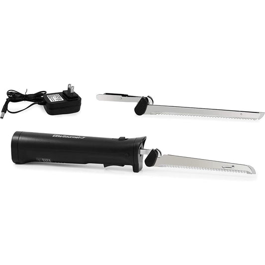 Elite Gourmet Cordless Electric Knife with 2 Sets of Blades
