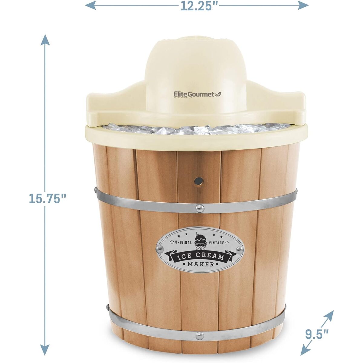 Elite Gourmet 4 Quart Bucket Ice Cream Maker with Liner