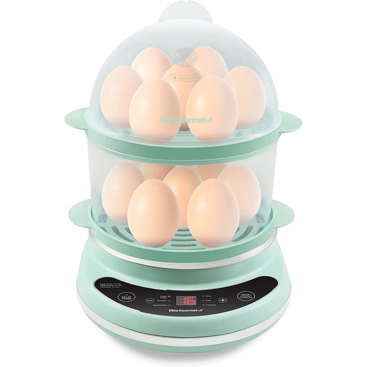 Elite Gourmet 2 Tier Programmable 14 Egg Cooker