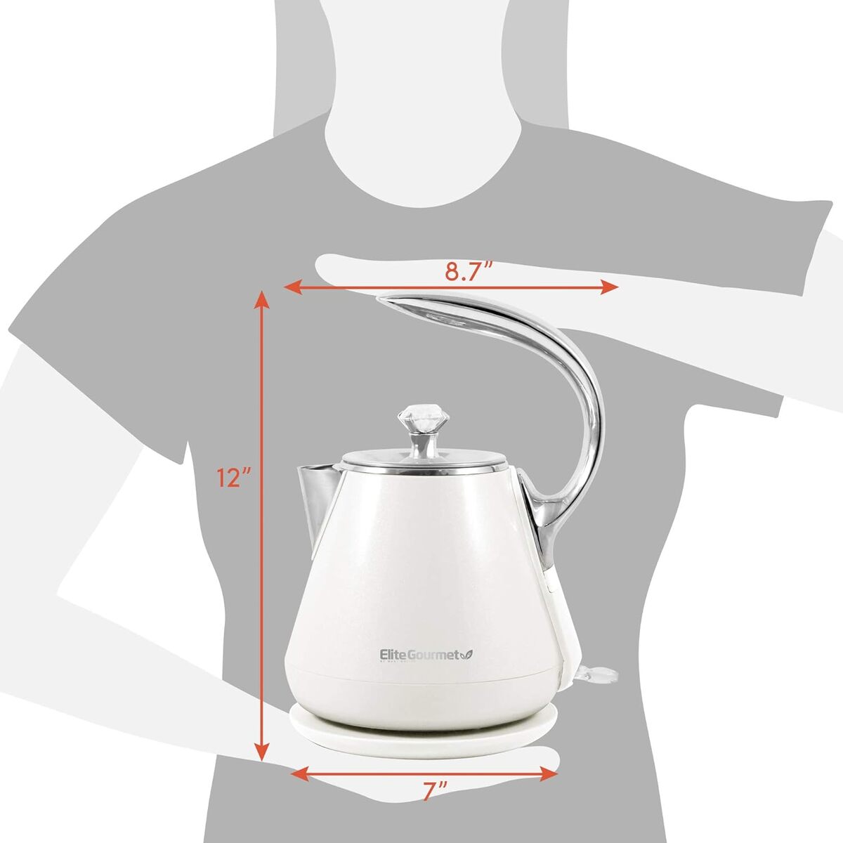 Elite Gourmet 1.2L Cool Touch Electric Kettle with Diamond Accents