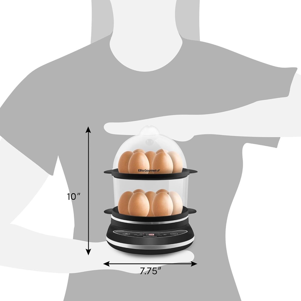 Elite Gourmet 2 Tier Programmable 14 Egg Cooker