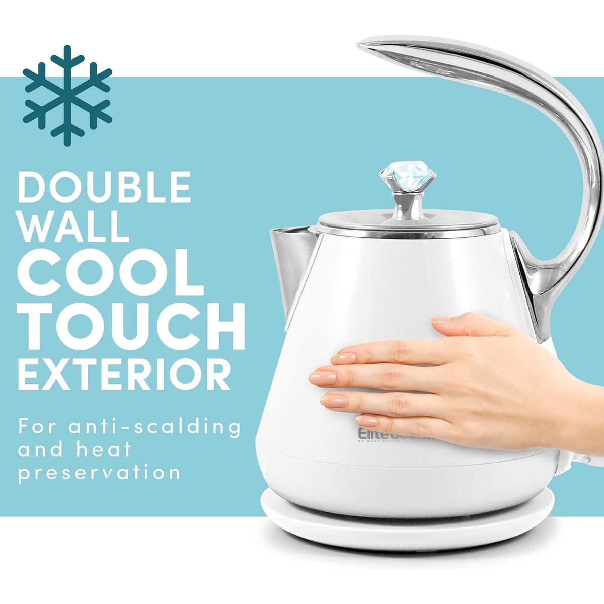 Elite Gourmet 1.2L Cool Touch Electric Kettle with Diamond Accents