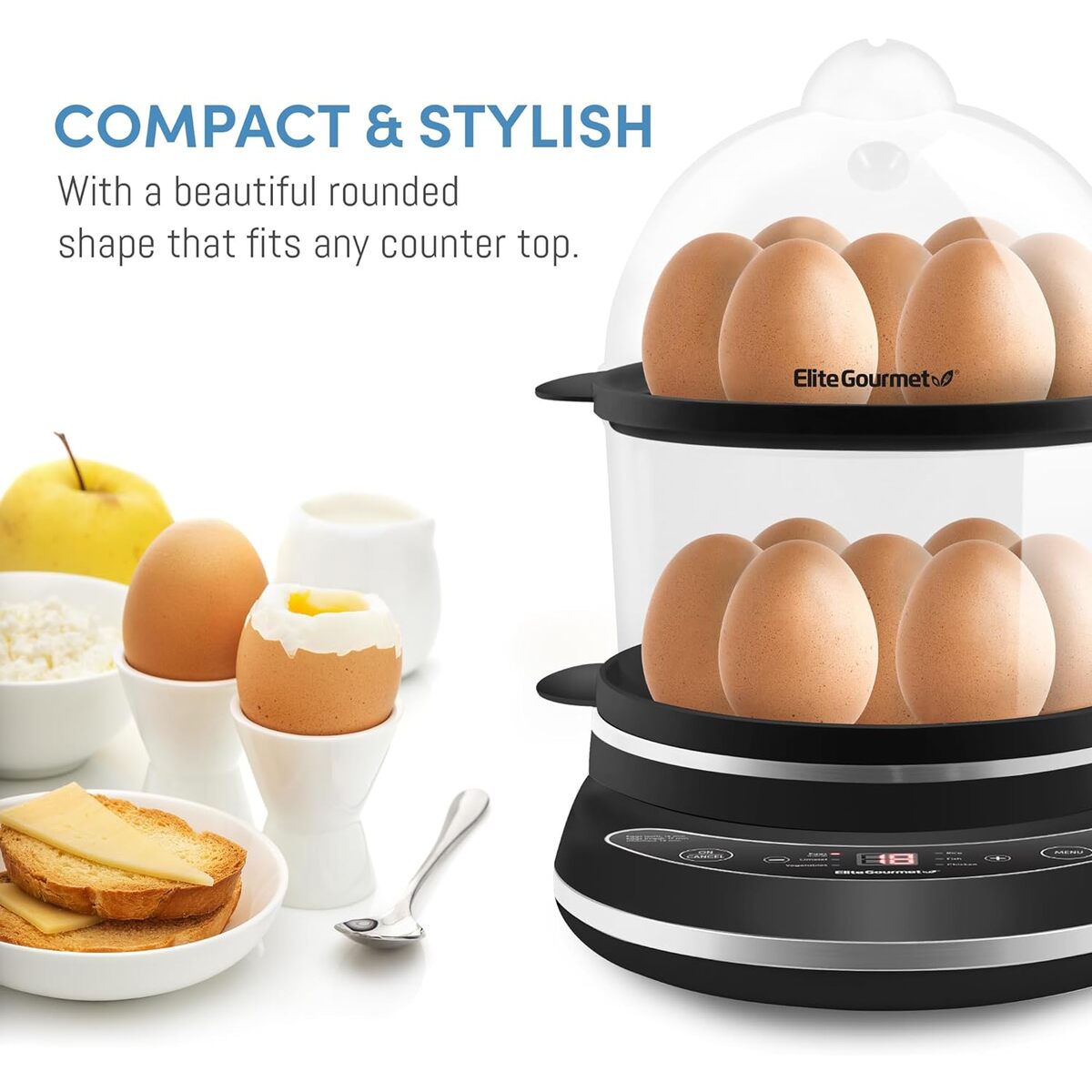 Elite Gourmet 2 Tier Programmable 14 Egg Cooker