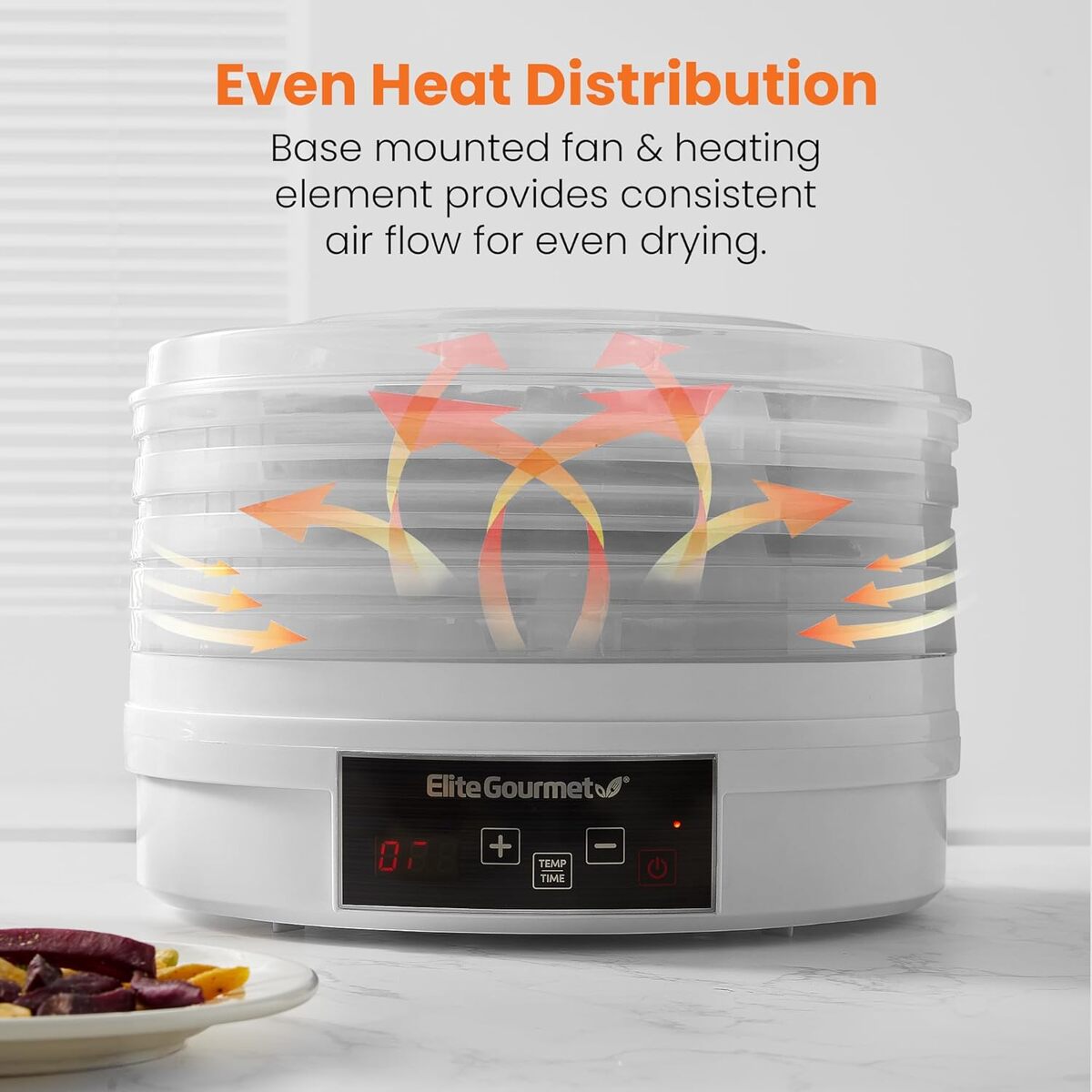 Elite Gourmet 5 Tray Digital Food Dehydrator with Temp / Timer, PP Trays