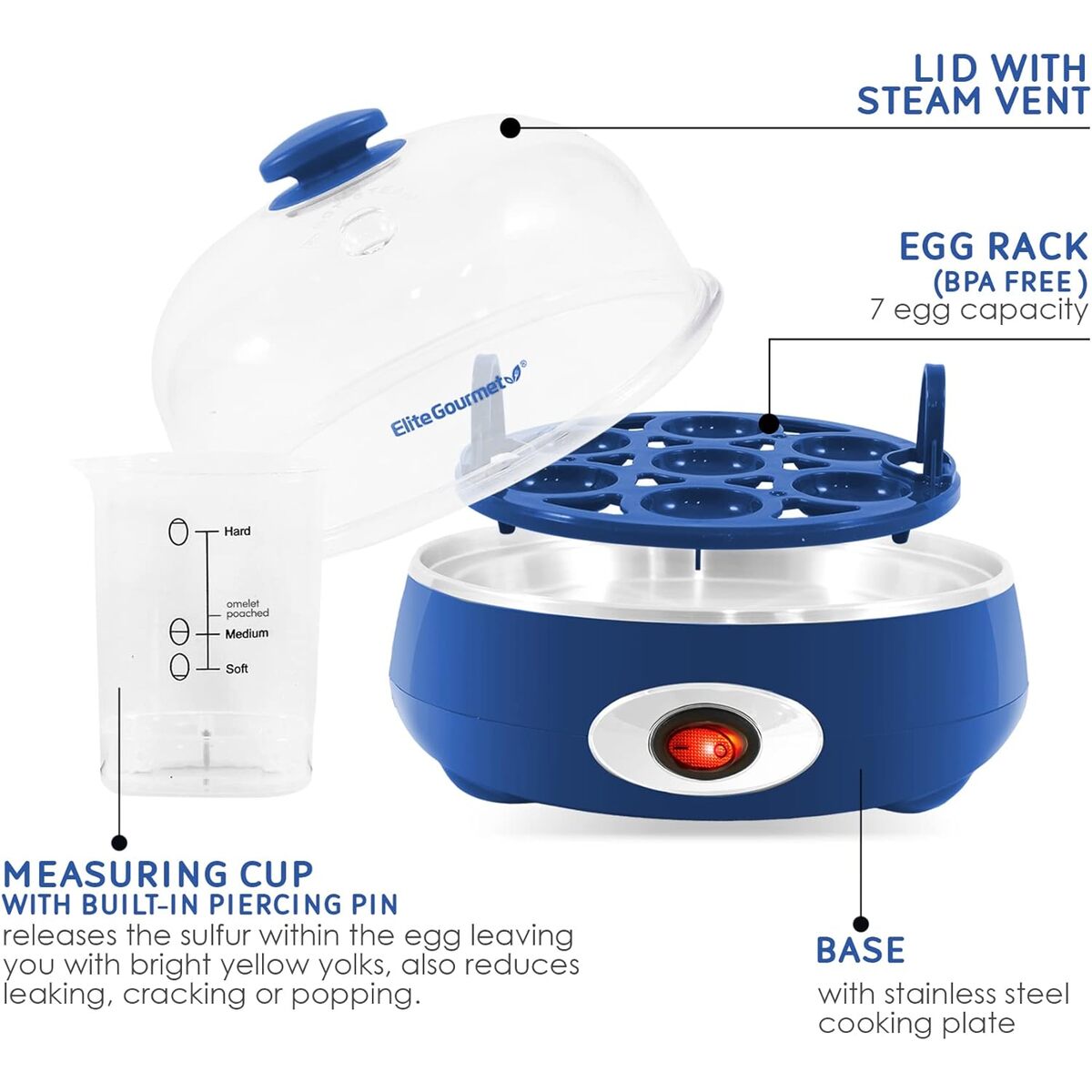 Elite Gourmet 7 Egg Cooker, Egg Rack Only