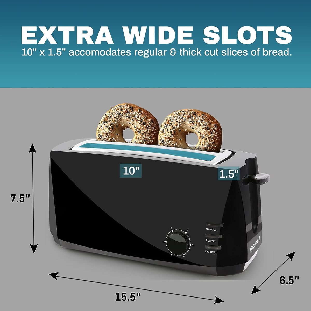 Elite Gourmet 4 Slice Long Slot Toaster