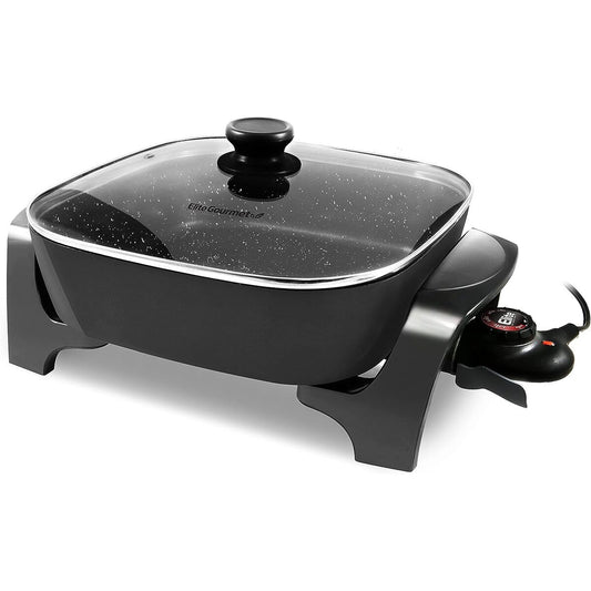 Elite Gourmet 12 x 12 x 3 Electric Skillet, Dishwasher Safe