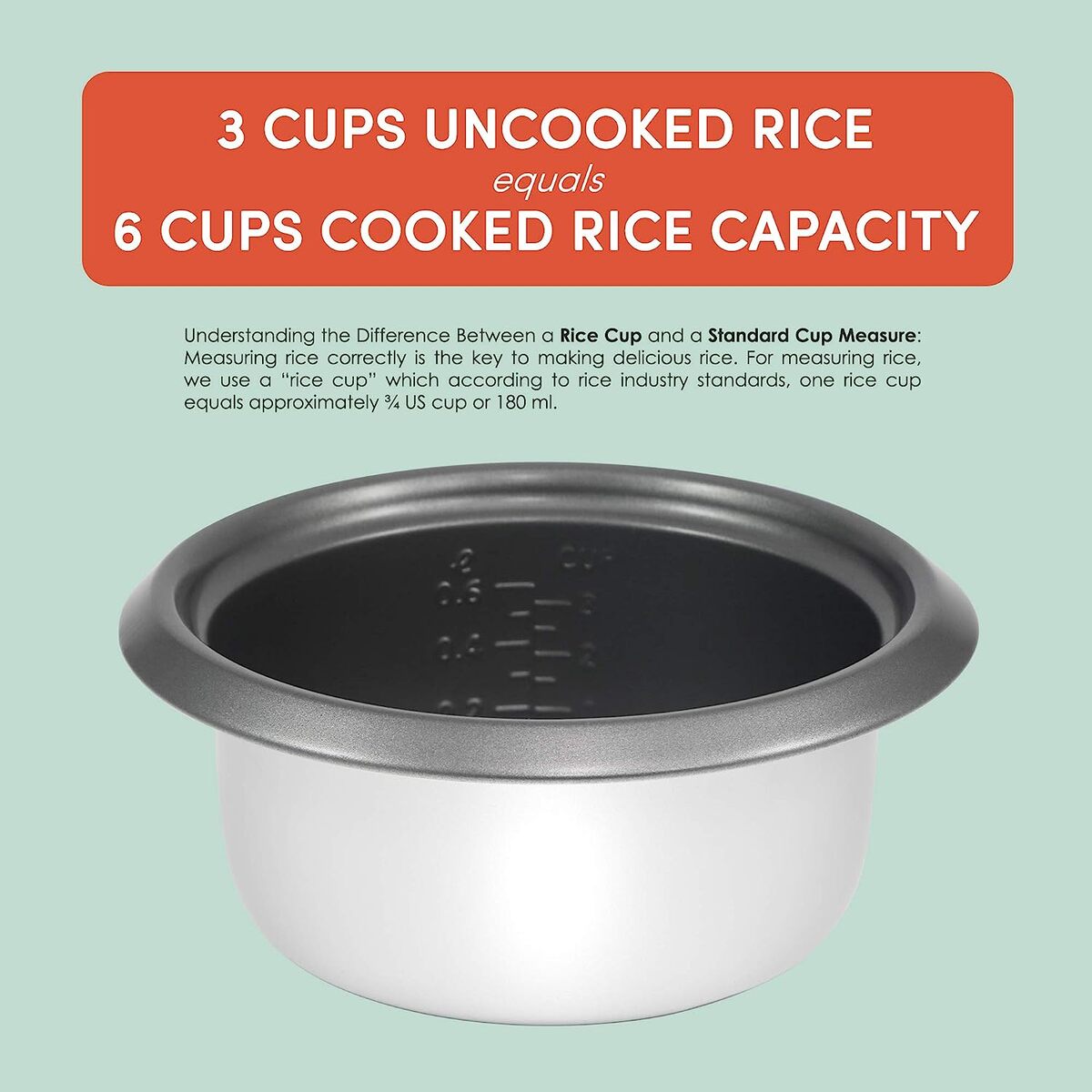 Elite Gourmet 6 Cup Nonstick Rice Cooker with Steam Tray