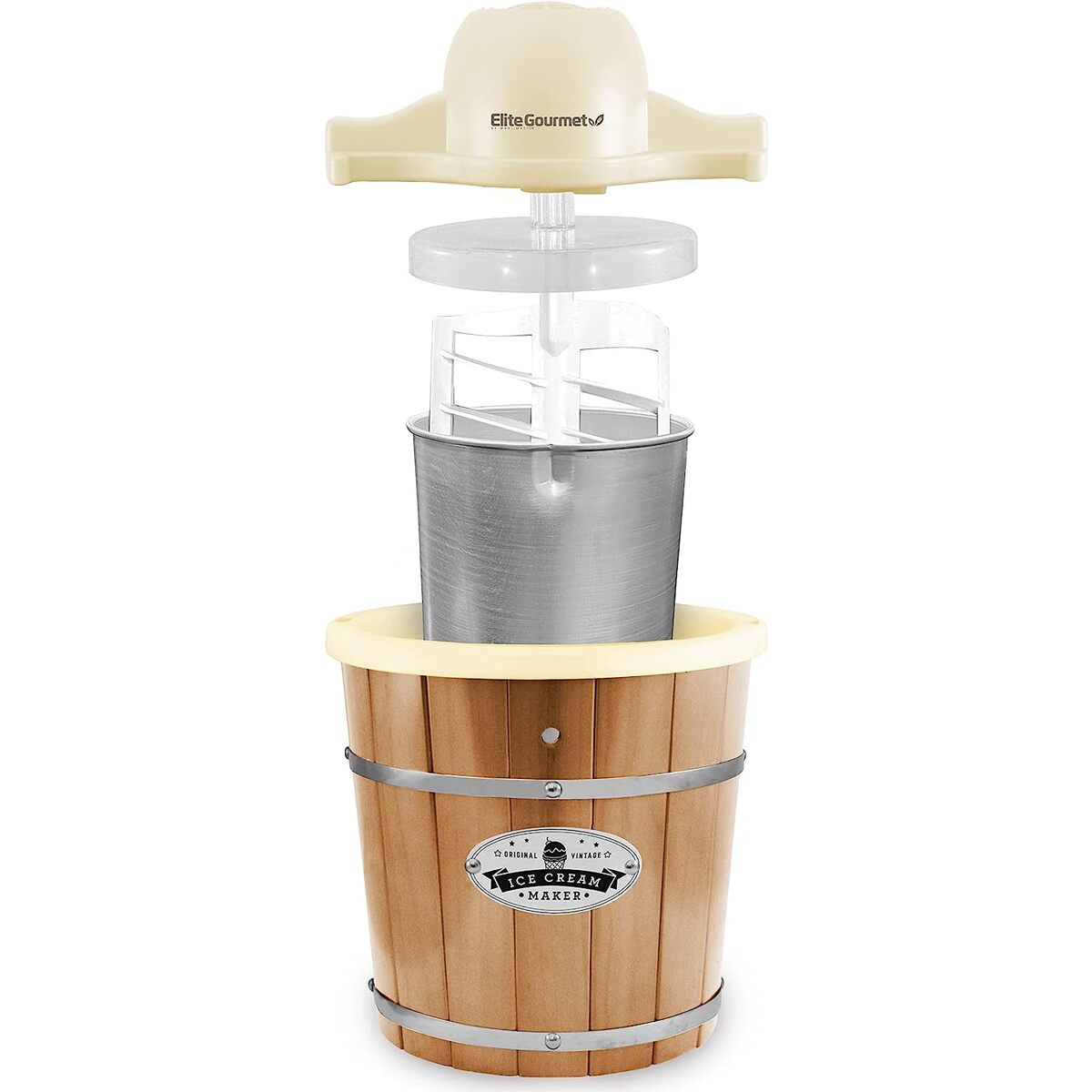 Elite Gourmet 4 Quart Bucket Ice Cream Maker with Liner