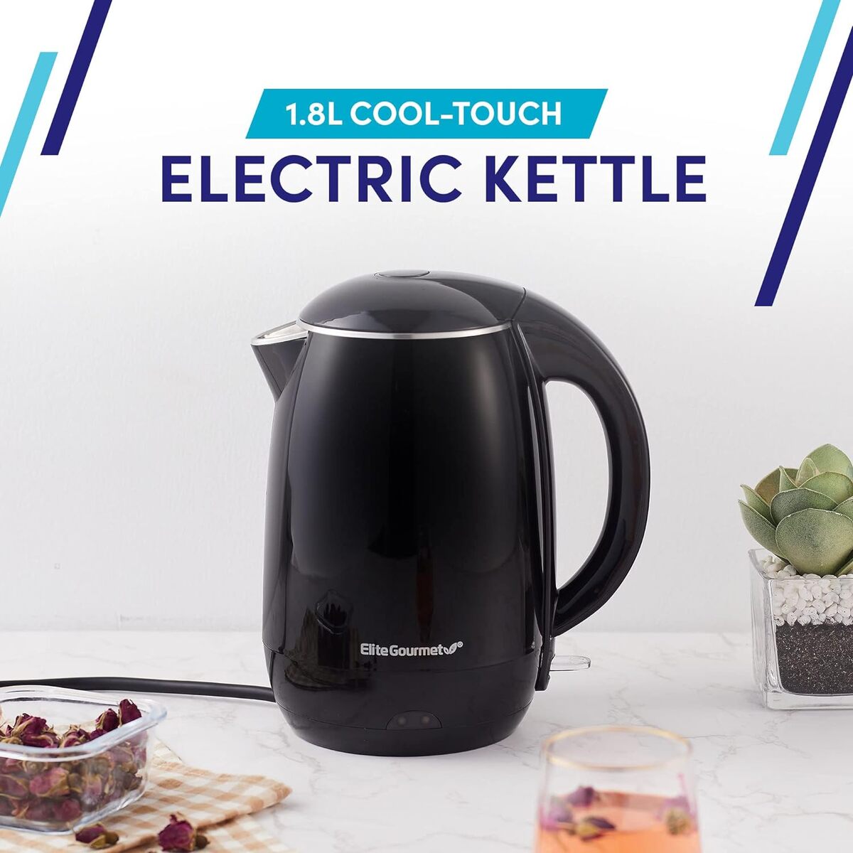 Elite Gourmet 1.8 Liter Cordless Cool Touch Water Kettle