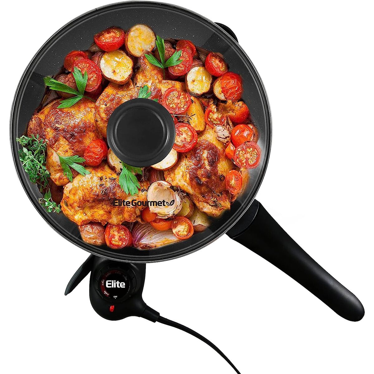 Elite Gourmet 10.5" Electric Fry Pan Skillet, Dishwasher Safe