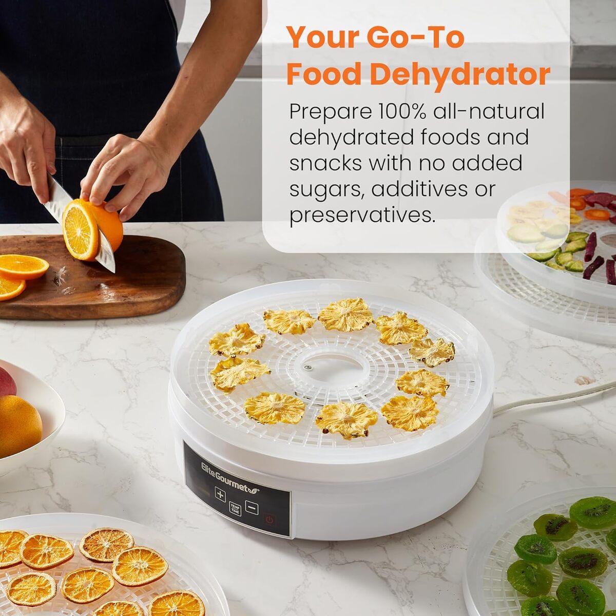 Elite Gourmet 5 Tray Digital Food Dehydrator with Temp / Timer, PP Trays