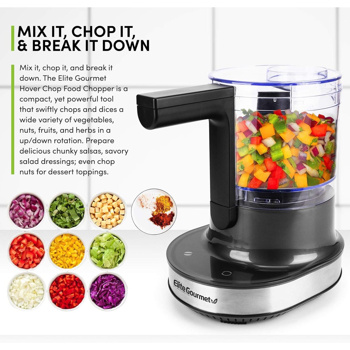 Elite Gourmet Up / Down 4 Cup Food Chopper with Touch Screen