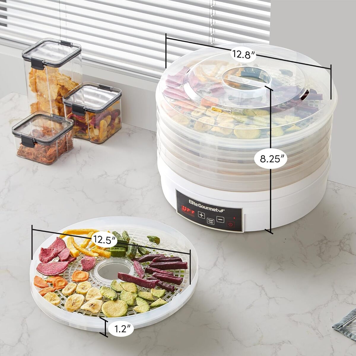 Elite Gourmet 5 Tray Digital Food Dehydrator with Temp / Timer, PP Trays